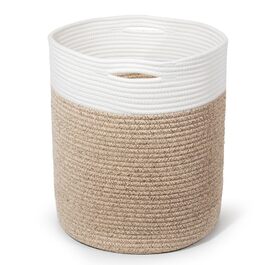 Кошик для білизни 32л з бавовни з ручками (34x40см), плетений кошик для зберігання, коричневий