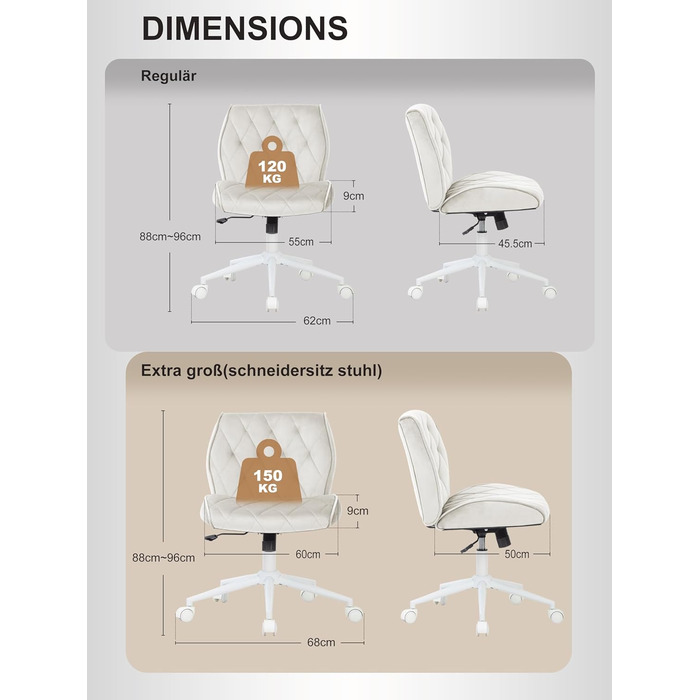 Крісло для дому та офісу Symino з функцією гойдання, обшите штучним велюром, регульоване по висоті, 360° обертання, ергономічне, до 120 кг, колір Беж