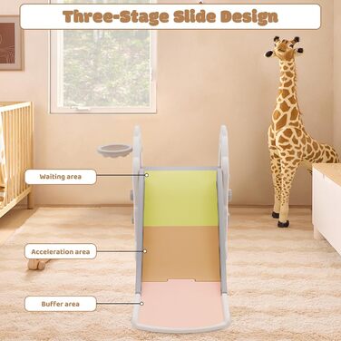 Дитяча гірка складана з баскетбольним кільцем для саду Rutsche 105 см, сіра