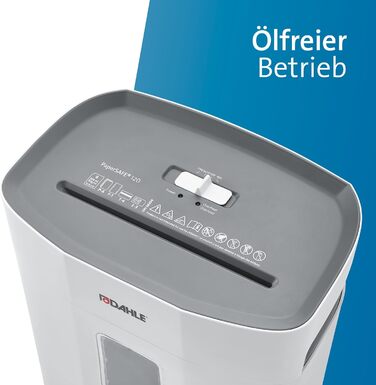 Шредер Dahle PaperSAFE PS 120: 8 листів, P4, частинковий різак, без масла, 12 л, сірий