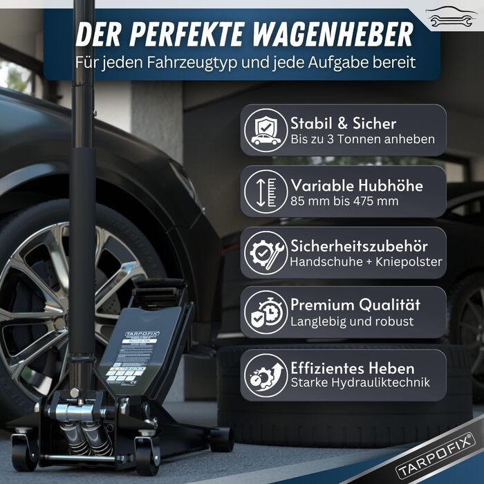 Гідравлічний домкрат Tarpofix 3т (85-475 мм) для позашляховиків та легкових авто | Низькопрофільний домкрат з подвійним циліндром