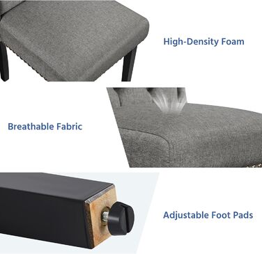 Крісло кухонне Yaheetech з підлокітниками та спинкою у вигляді крила, оббивка, до 140 кг, сіре (6, світло-сіре)