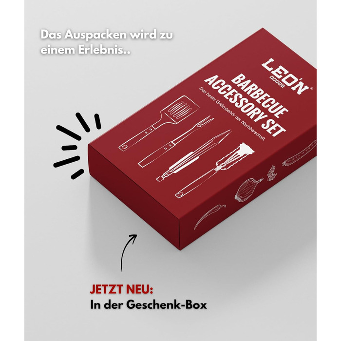 Набір для гриля: щипці, лопатка, виделка, щітка для чищення. Підходить для газових грилів. Подарунковий набір з нержавіючої сталі та акації (4 шт.)