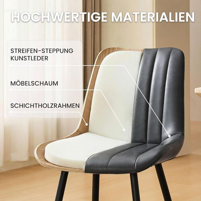 Набір обідніх стільців CLIPOP - 4 шт. з штучної шкіри, зелені, для кухні та вітальні