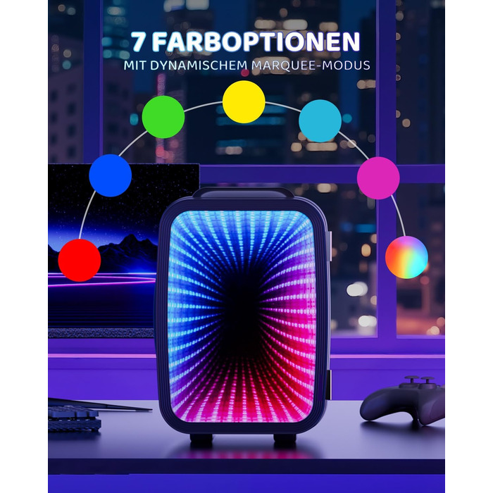 Міні-холодильник LIGIANT MF01C на 4л з підсвіткою (7 режимів), функція охолодження та підігріву, AC/DC, для авто, офісу та геймерської кімнати, чорний