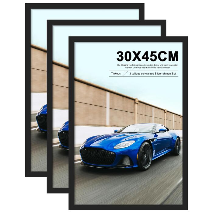 Набір фоторамок 3 шт 70x50 см, дерев'яні рамки для фото, картин, постерів (чорні, 30x45 см)