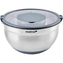 Нержавіюча чаша Mastrad для змішування, випікання та зберігання продуктів з прозорим кришкою та ручками (24 см)