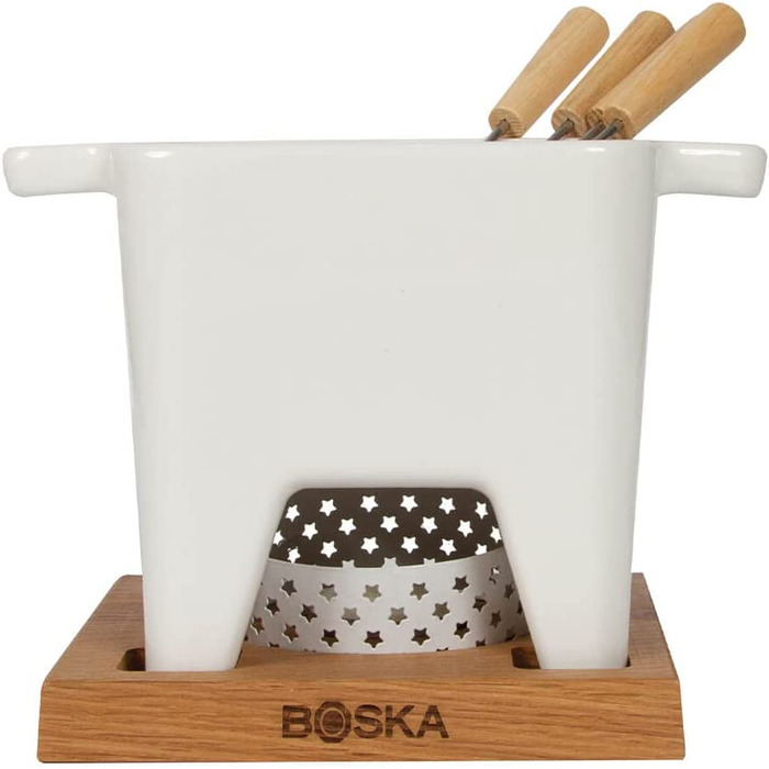 Фондю Boska Tapas Bianco L - для сиру та соусів, 600 мл - з підставкою та свічкою, для мікрохвильової печі та посудомийної машини