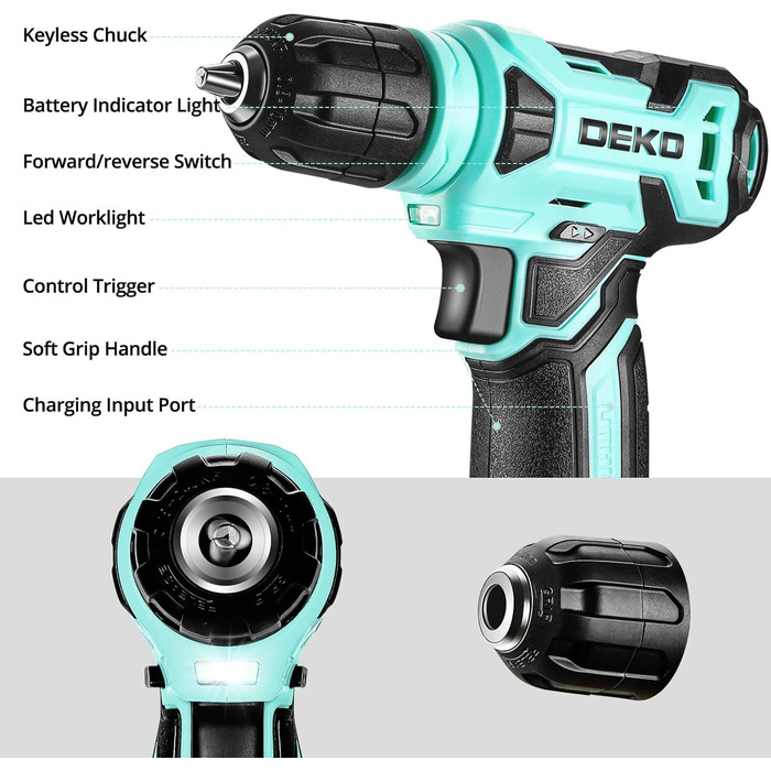 Набір інструментів DEKO 126 предметів в кейсі: професійний набір для дому, офісу та саду (бірюзовий)