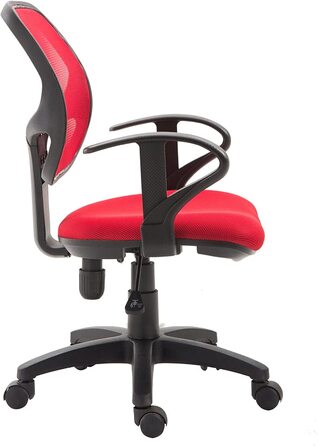 Дитяче обертове крісло IDIMEX, Офісне обертове крісло COOL, 5 подвійних коліщаток, оббивка сидінь, підлокітники, червоного кольору