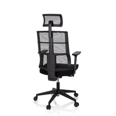Офісне крісло / Крісло на коліщатках SPINIO PRO з сітчастою/тканинною оббивкою, чорного кольору, hjh OFFICE
