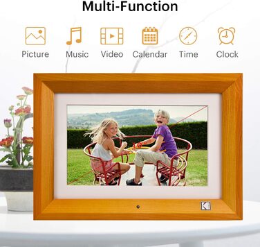 Цифровий фоторамка Kodak 10 дюймів з акумулятором, Wi-Fi, 32 ГБ, сенсорний HD IPS екран, фото/відео/музика, відтворення через додаток, Burlywood