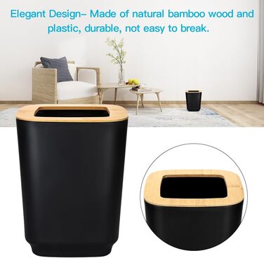 Набір аксесуарів для ванної кімнати JOTOM 6 шт. з бамбука, чорний: мильниця, дозатор мила, тримач для зубних щіток, стакан, сміттєве відро