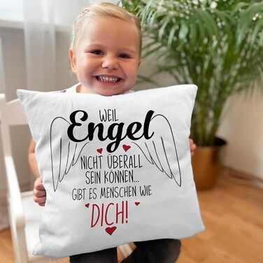 Королівська подушка - Ангели не можуть бути скрізь, є такі люди, як ти - Ідея для подарунка - 40х40 см (рожевий зворот)