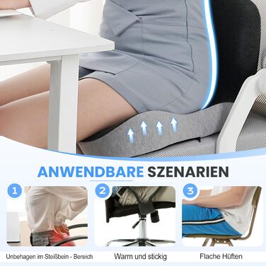 Ортопедична подушка для спини та сидіння з Memory Foam, ергономічна, з підтримкою попереку, для офісних та автомобільних крісел (темно-сірий)