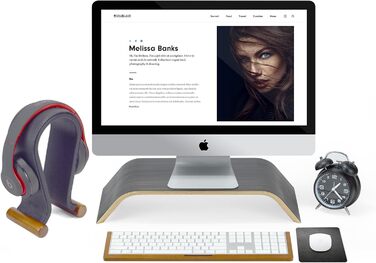 Підставка для навушників SAMDI з дерева та шкіри, універсальна, для геймінгу, дому, офісу (чорний)