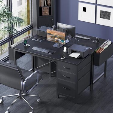 Комп'ютерний стіл Claiks з 3 шухлядами, 100x60 см, з розетками та USB, для дому та офісу, чорний