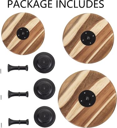 Дерев'яний підставка для тортів Nuptio Rustikaler: 25 см, набір 3 шт. для весілля, дня народження, дитячого свята, чаювання