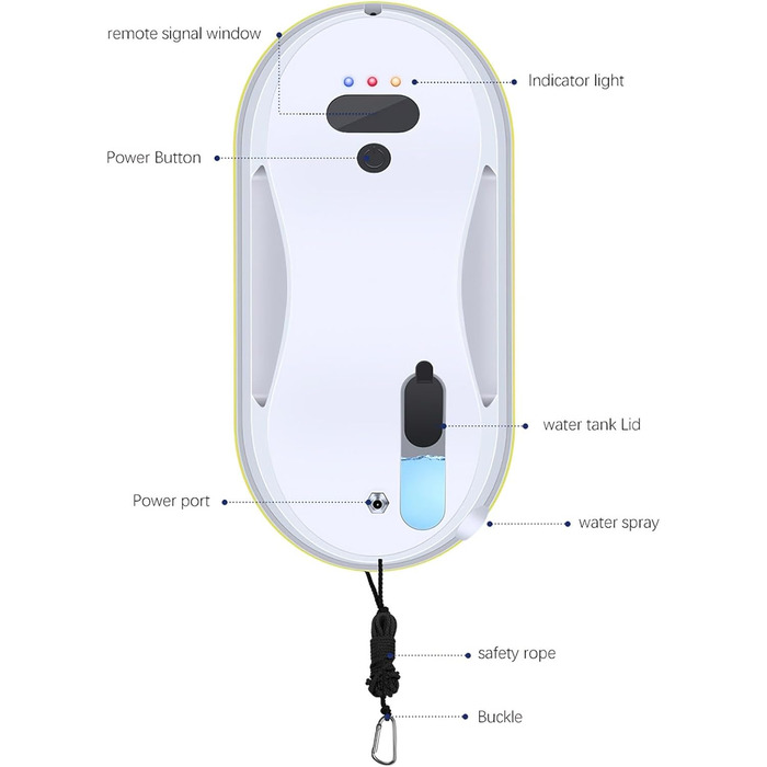 Робот для миття вікон, 5600Pa, з подвійною насадкою, інтелектуальна навігація, розпізнавання країв, функція розпилення, для всіх гладких поверхонь, 10 мікрофібрових серветок