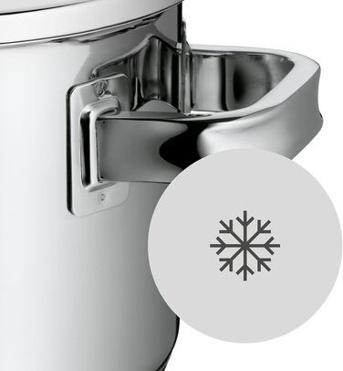 Каструля WMF Function 4 з нержавіючої сталі 16 см з кришкою, 1,4 л, для індукційних плит, з нержавіючої сталі Cromargan, 4 функції зливу, внутрішня мірка, срібна