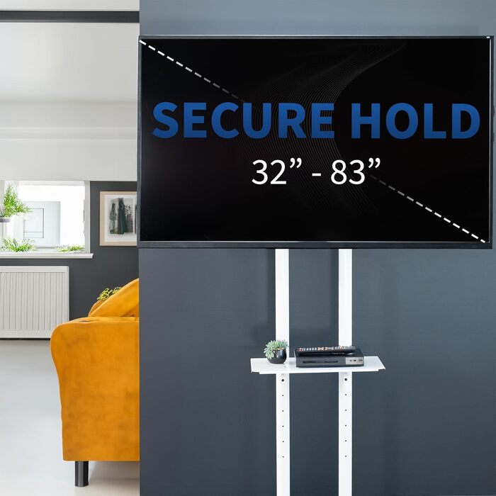 ТВ-візок VIVO Mobiler для телевізорів 32-83 дюймів (до 50 кг), LCD LED OLED 4K, з підставкою для ноутбука та DVD, білий STAND-TV03W