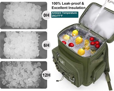 Рюкзак-холодильник 30L, водовідштовхуючий, для пікніка, відпочинку на природі, пляжу, кемпінгу (зелений)