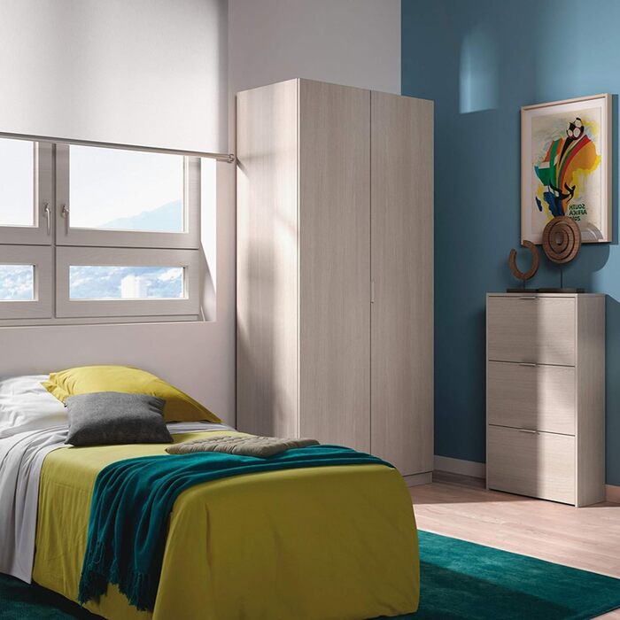 Стеллаж для взуття Habitdesign з 3 дверцятами, вузький, білий глянцевий, розмір: 60x113x22 см, з елементами канадського дуба