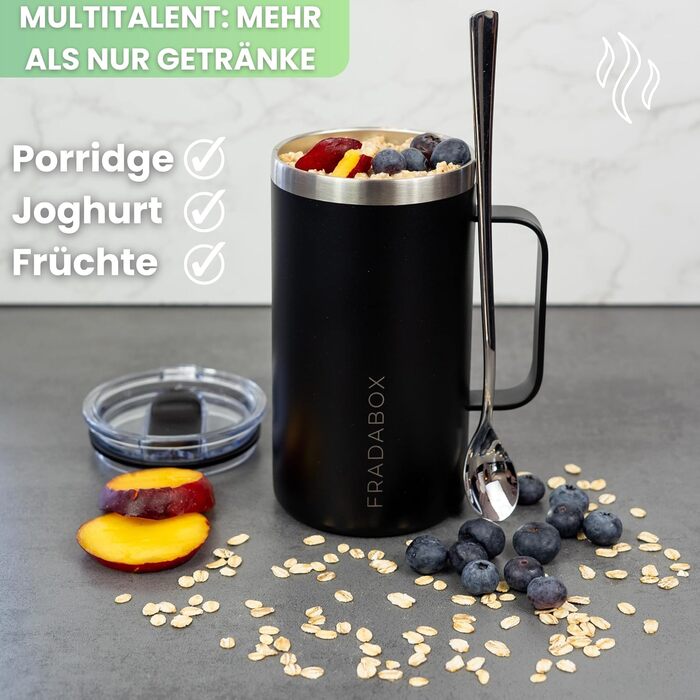 Термокружка 'Neri' 600 мл, нержавіюча сталь, з подвійними стінками, вакуумна ізоляція, для кави з собою, BPA-Free, миється в посудомийній машині, з кришкою-ковпачком (Чорний, Турквіз)