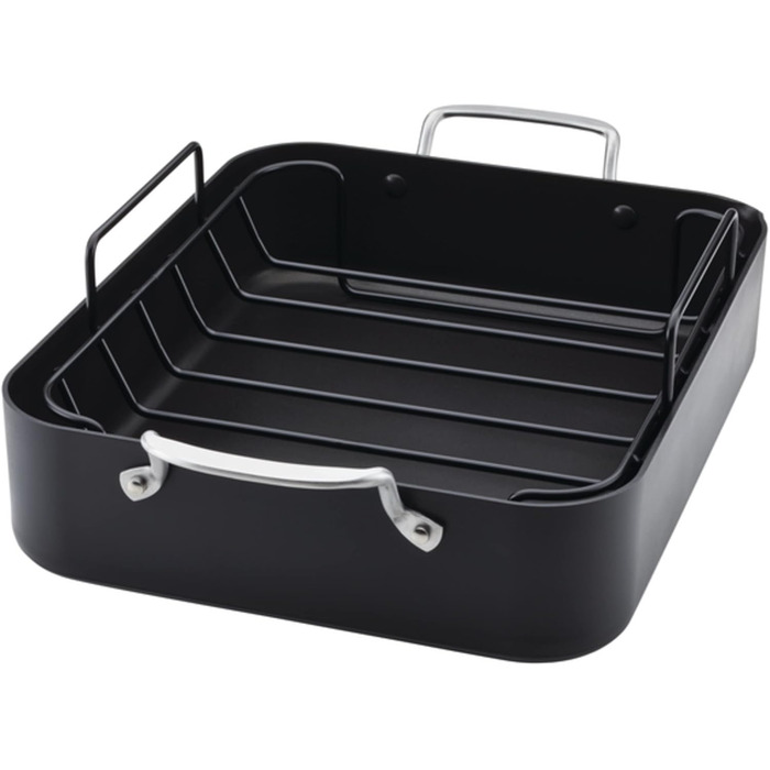 Сковорода-гриль KitchenAid з виливом, квадратна, 29 см, з антипригарним покриттям, чорна