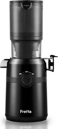 Фреш-прес Fretta Slow Juicer: повільний відцентровий соковичавник, 200W, великий завантажувальний отвір 108 мм, BPA-free Tritan, легке очищення (чорний)