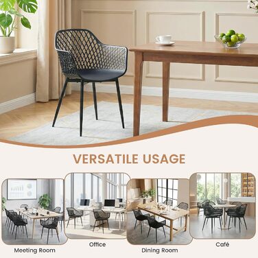 Набір садових стільців для відпочинку на терасі та балконі, чорний (8 шт.)