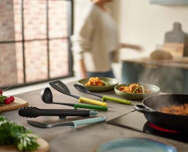 Набір кухонних аксесуарів Joseph Joseph Duo (5 шт) з підставкою, силіконові ручки, термостійкий, Opal