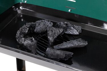 Гриль вугільний на коліщатках ARO, сталь/дерево, 2 решітки, 2 полиці, зелений