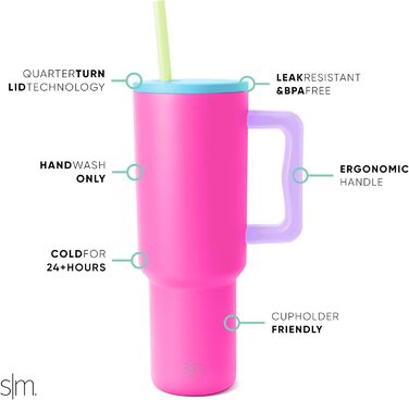 Термокружка Simple Modern з трубочкою та ручкою | Зберігає холод та тепло | 1180 мл, багато кольорів (80s Mix) | Ідеальний подарунок для жінок та чоловіків