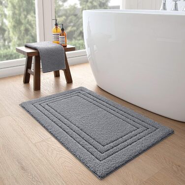 Килимок для ванної кімнати DEXI 60 x 110 см, м'який, нековзний, миючий, сірий
