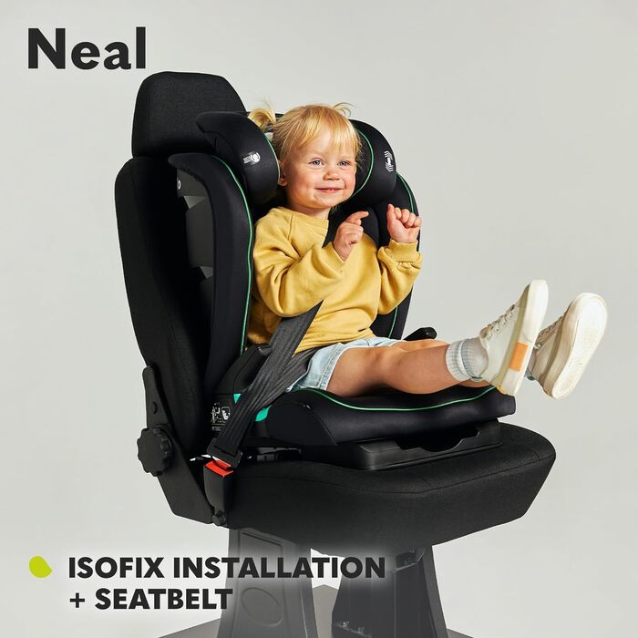 Дитяче автокрісло LIONELO Neal 15-36кг, Isofix, бічні протектори, маркування i-size, регульована спинка в 3 напрямках, регульований по висоті підголівник, система вентиляції (сірий)