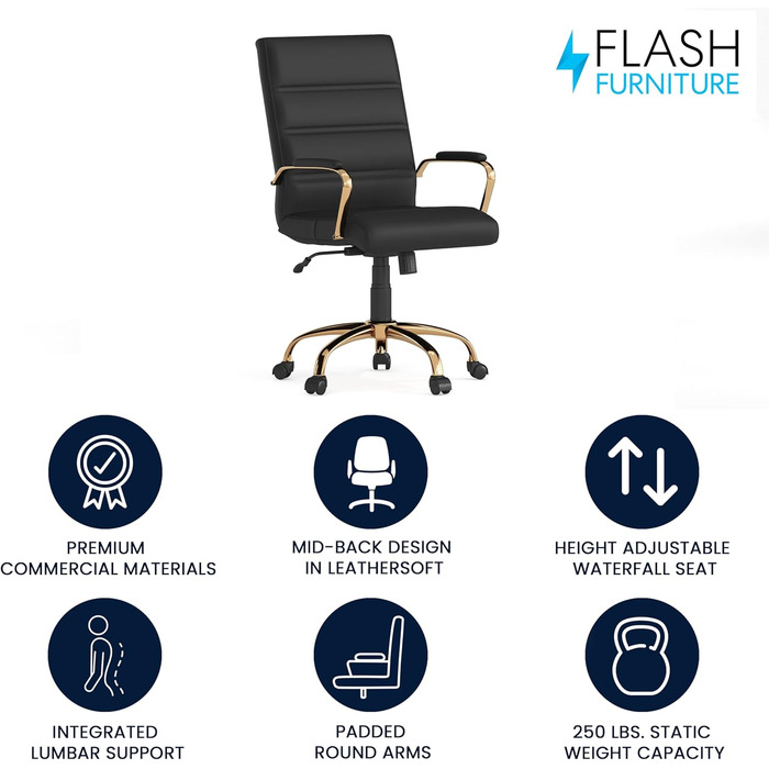 Офісний крісло Flash Furniture - крісло для шефа, біле шкіряне, з червоно-золотим каркасом, 61x58,5x103,5 см