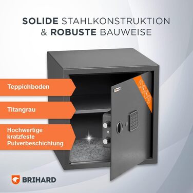 Сімейний сейф Brihard електронний 25x35x25см, Codesafe зі світлодіодом і знімною полицею (40x38x38см)