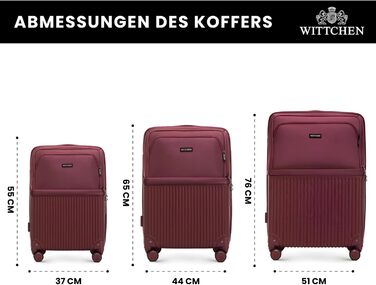Набір валізWITTCHEN AXIS 3 шт. | Ручна та велика валіза | Гібрид ABS Nylon з TSA замком, телескопічною ручкою та 360° колесами | Бордовий колір