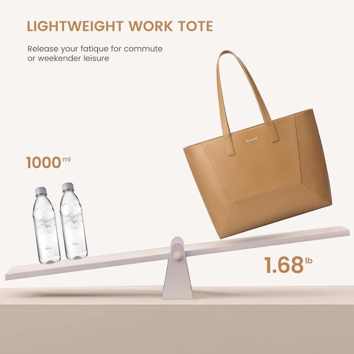 Сумка жіноча LOVEVOOK з натуральної шкіри, велика містка, на плече, тоут, для роботи та повсякденного використання, коричнева