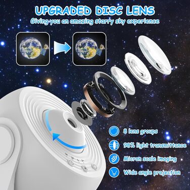 Планетарій - зоряний проєктор 13 в 1: LED проєктор галактики, 12 слайдів, нічник для дітей, для спальні, вітальні, вечірки