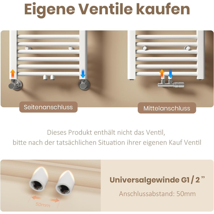 Рушникосушарка EMKE Badheizkörper 1000x400 мм, біла, 356W