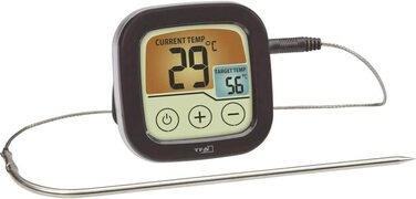 Термометр для барбекю TFA Dostmann, сенсорний дисплей, пластик, чорний