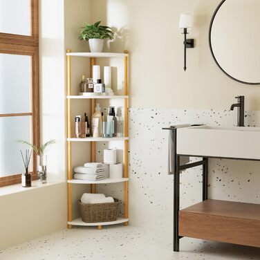 Стелаж Руічан з 5 полицями, 143.5 x 29 x 29 см, білий. Підійде для кухні, ванної, вітальні, офісу.