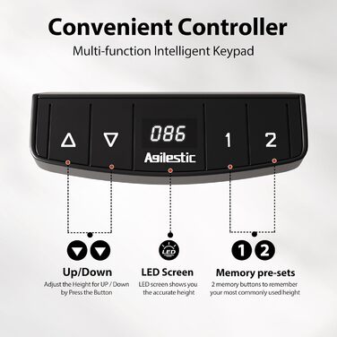 Стіл Agilestic Electric з регулюванням висоти з керуванням пам'яттю, ергономічний, 160x60 см, світло-коричневий