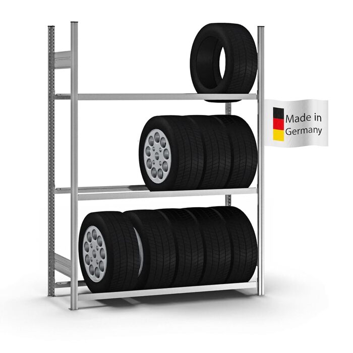 Регало для шин PROREGAL: міцна металева полиця для гаража, 200x100x40 см, 3 рівня, вантажопідйомність 150 кг, оцинкована