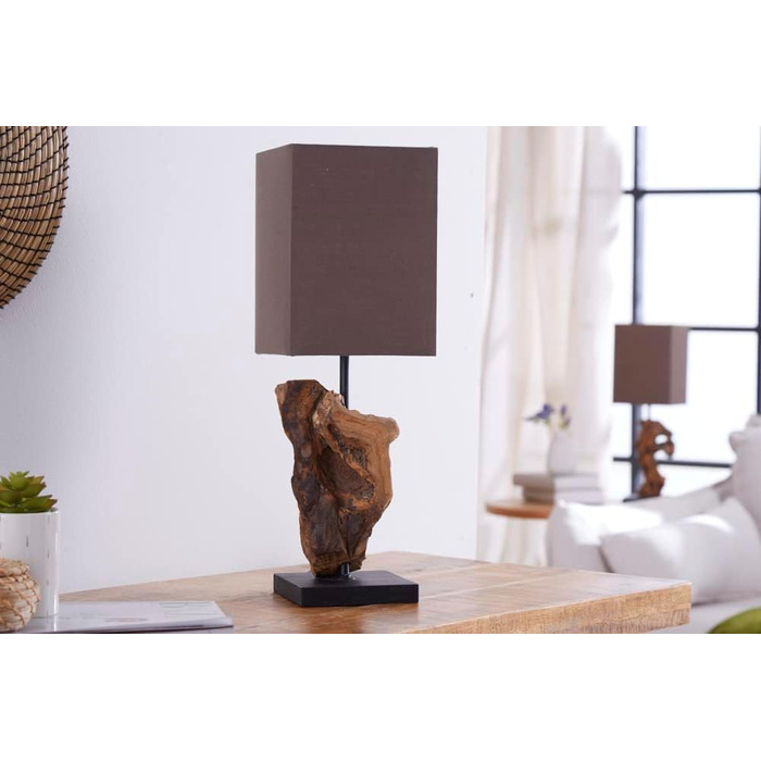 Лампа Driftwood Lamp HYPNOTIC Настільна лампа Унікальна з білизняним абажуром (коричневий)