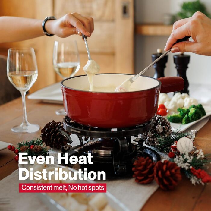 Swissmar Lugano Фондю-сет 9-ти частинний, чавун/нержавіюча сталь, вишневий, 2л, для м'яса, сиру та шоколаду, на 4 особи, подарунковий набір