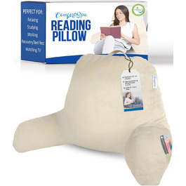 Комфортний пуф-подушка ComfortSpa для ліжка, дорослого розміру, з підлокітниками та кишенями, знімний чохол; ідеально для відпочинку в ліжку або для полегшення болю в спині