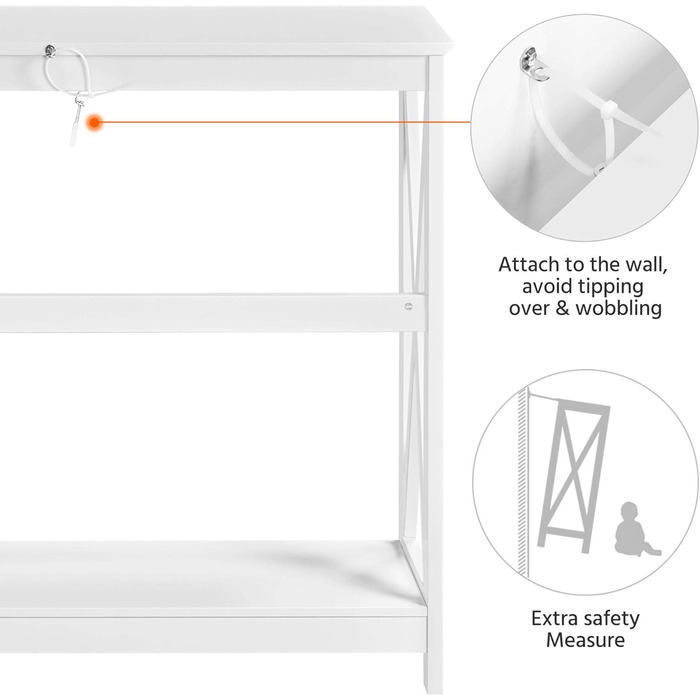 Консольний стіл Yaheetech, Стіл для передпокою з полицею, 101.5 x 30 x 81 см, Дерево, Скандинавський дизайн, Білий
